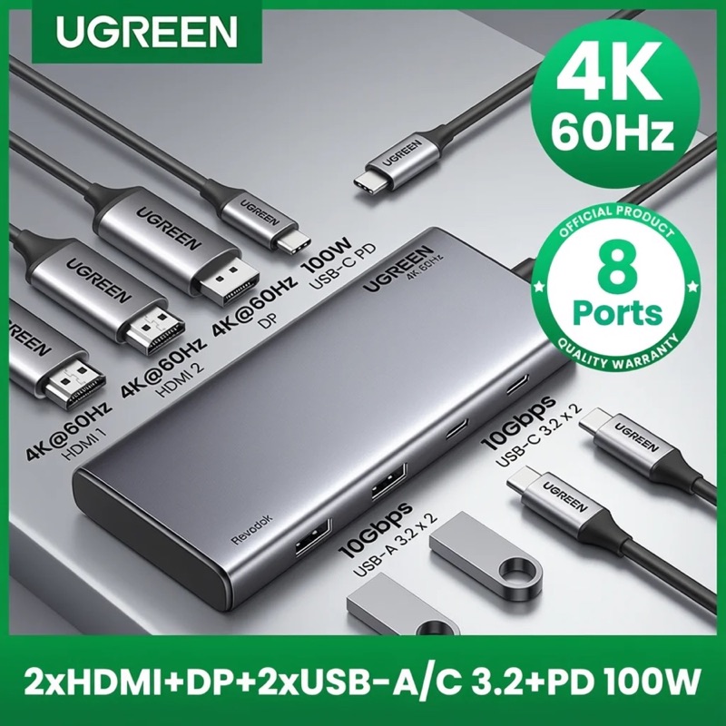 UGREEN Hub USB-C 8-en-1 triple affichage