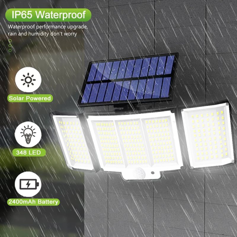Projecteur solaire à détecteur de mouvement, 348 LED